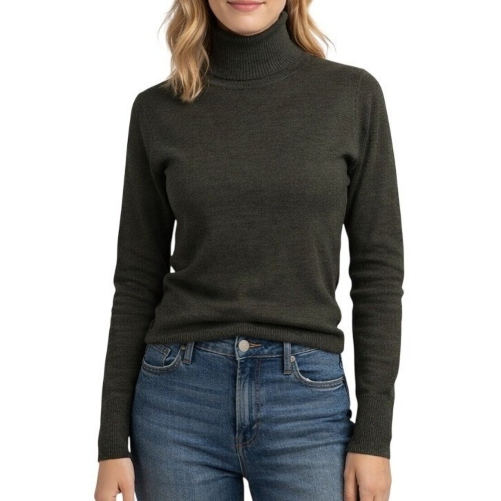 French Connection Turtleneck Sweater Dark Green Long‎ Sleeve Knit Size XS